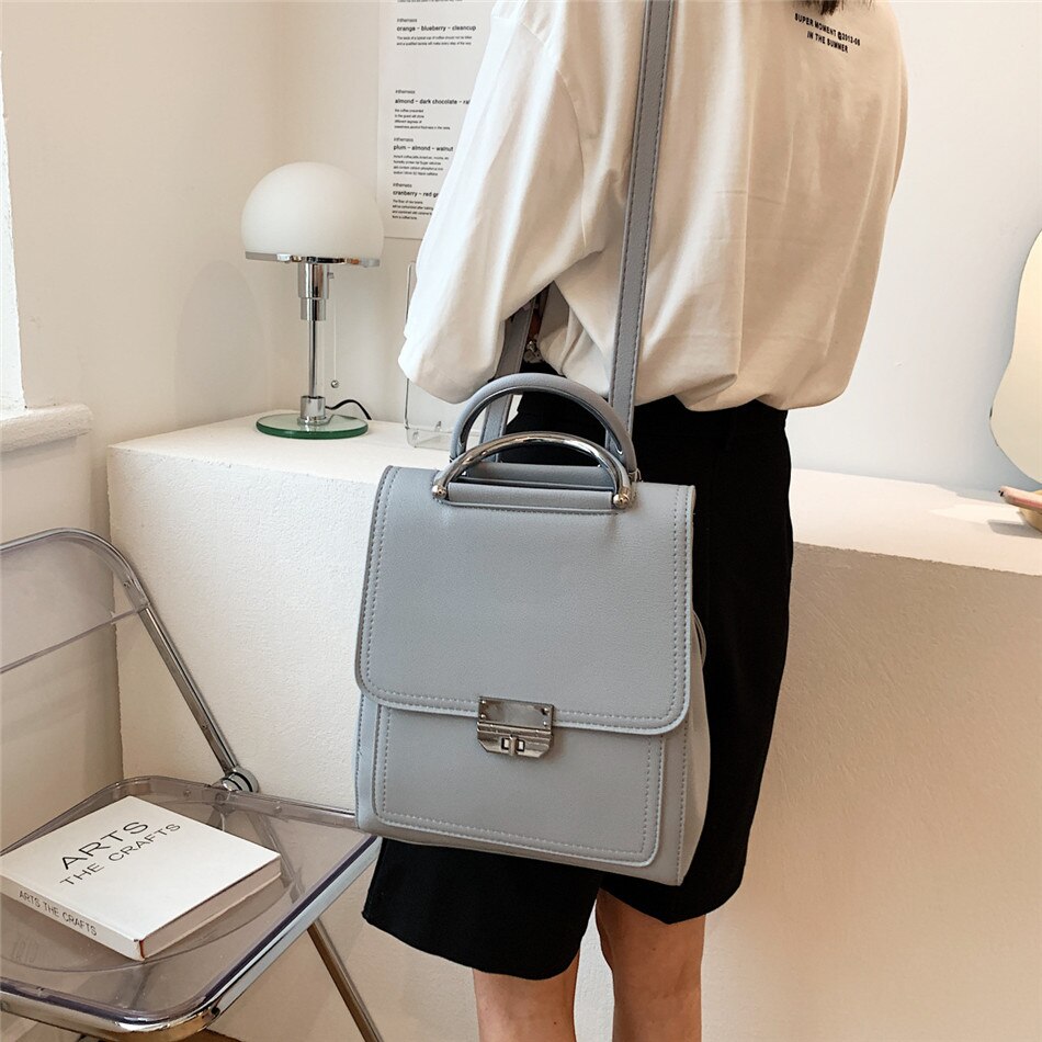 Vintage Women's PU Leather Backpack, Fashion School Bag for Females