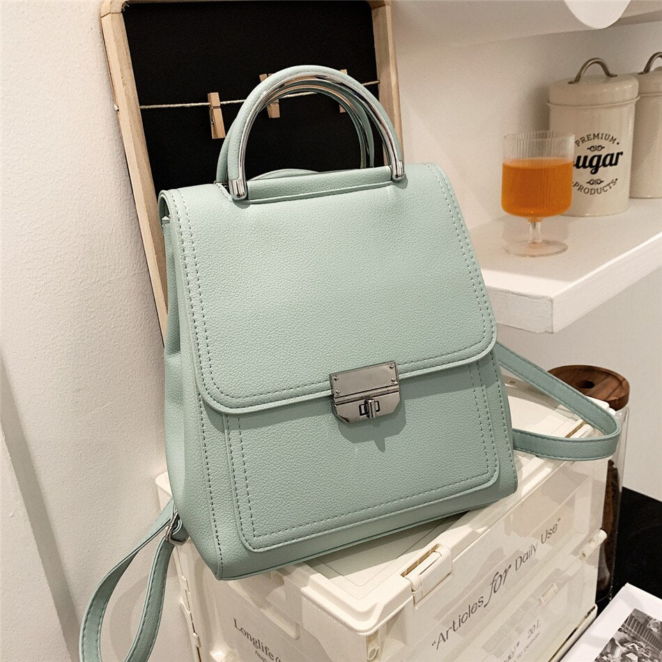 Vintage Women's PU Leather Backpack, Fashion School Bag for Females