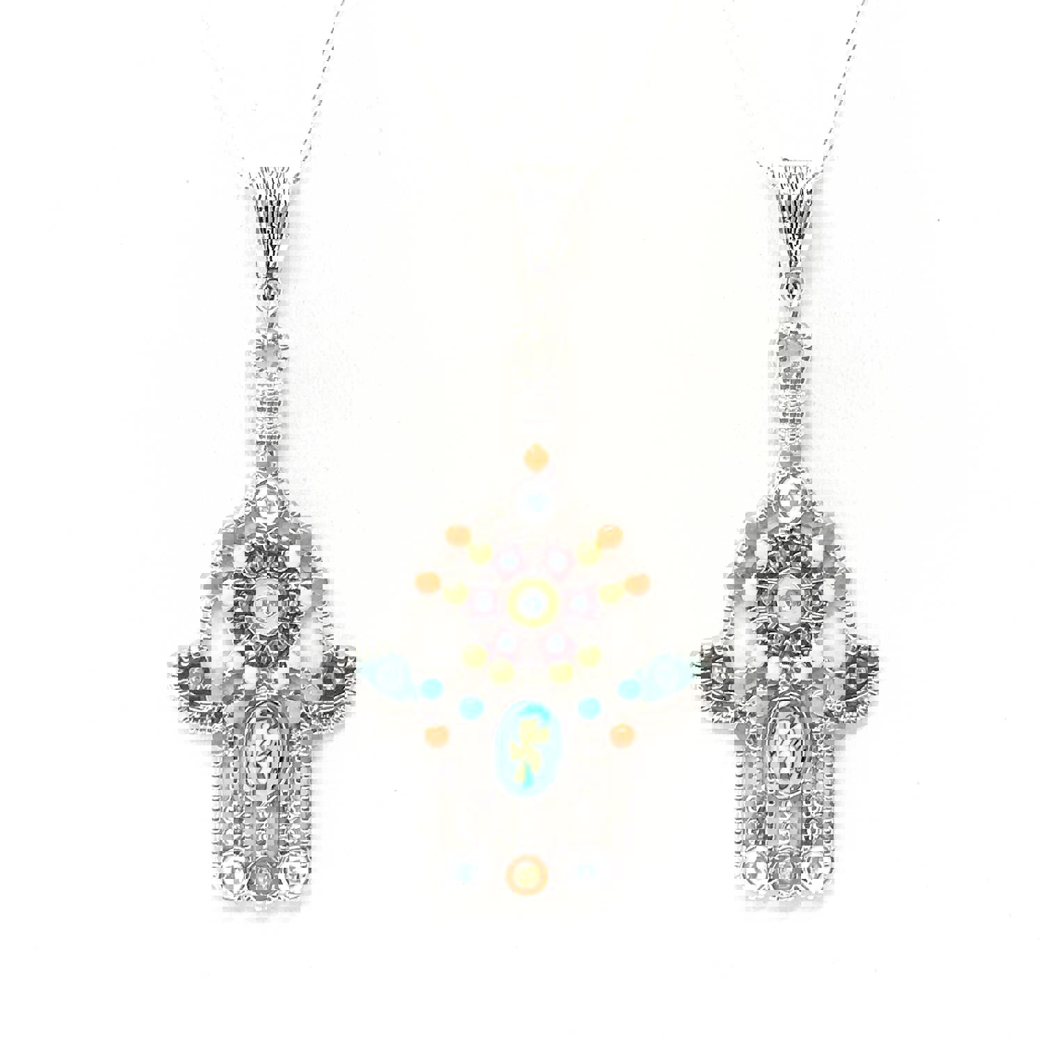 Stylish Silver-Tone Hamsa Pendant Necklace for Protection and Good Luck