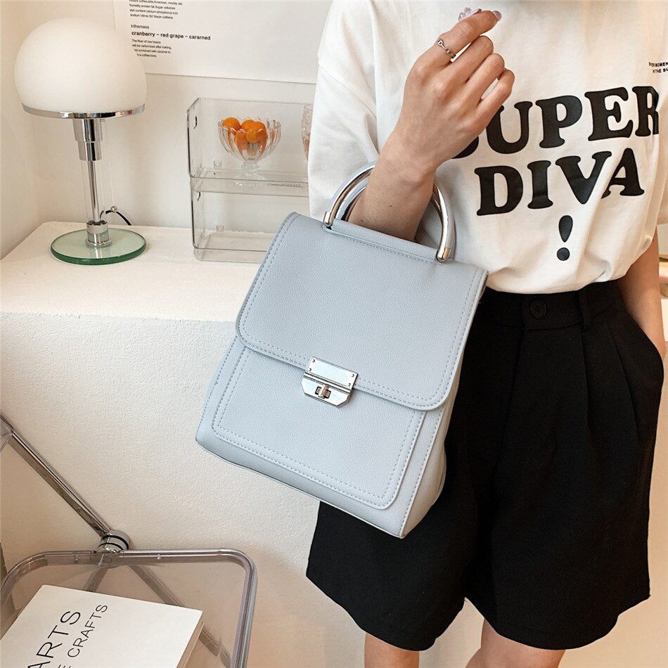 Vintage Women's PU Leather Backpack, Fashion School Bag for Females