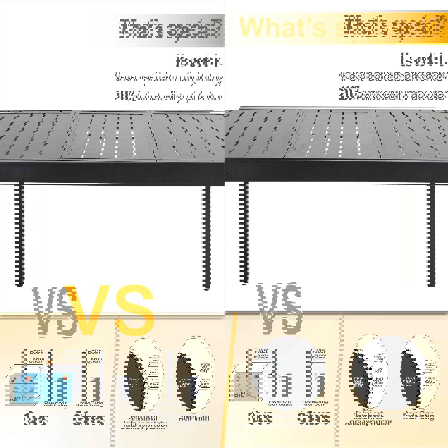 PHI VILLA Outdoor Dining Set with Adjustable Table & C-Spring Chairs