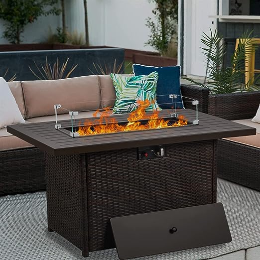 Rectangular Outdoor Propane Fire Pit Table with CSA Certification