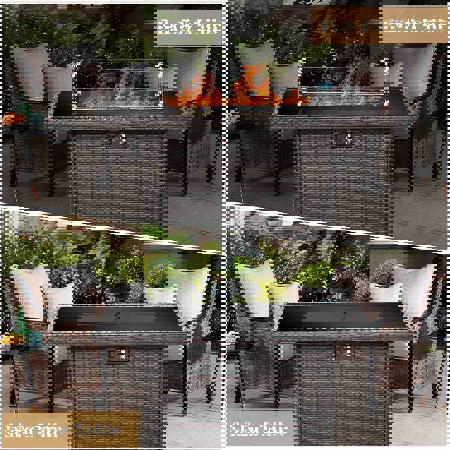 Rectangular Outdoor Propane Fire Pit Table with CSA Certification