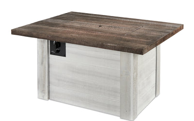 Alcott Rectangular Gas Fire Pit Table with Modern Farmhouse Style