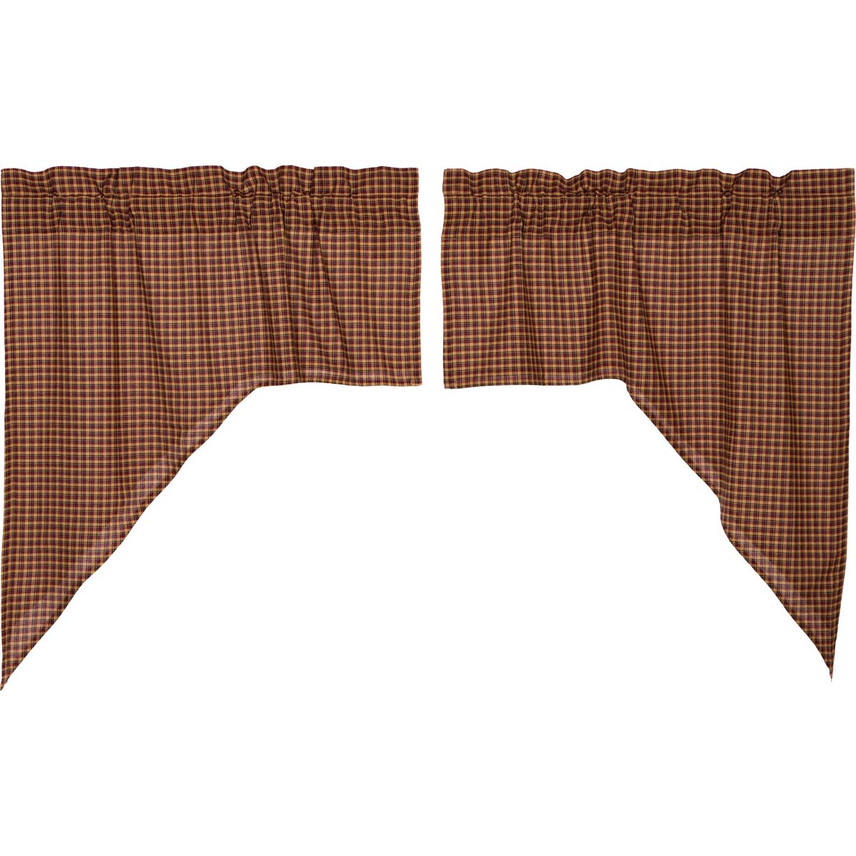 Patriotic Patch Prairie Swag Set, 36x36x18, Red Tan Window Curtains