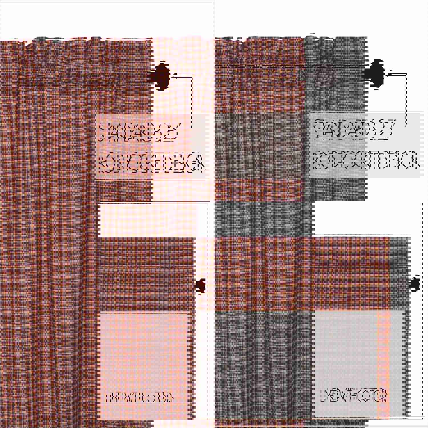 Patriotic Patch Prairie Swag Set, 36x36x18, Red Tan Window Curtains