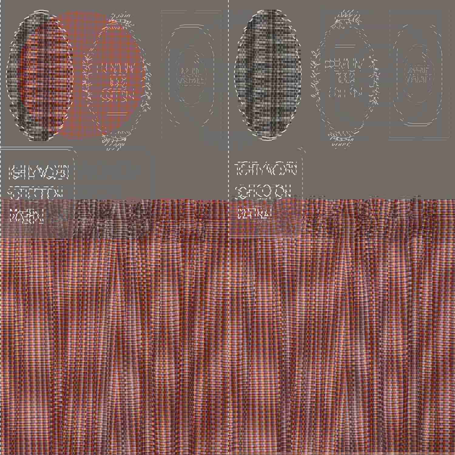Patriotic Patch Prairie Swag Set, 36x36x18, Red Tan Window Curtains