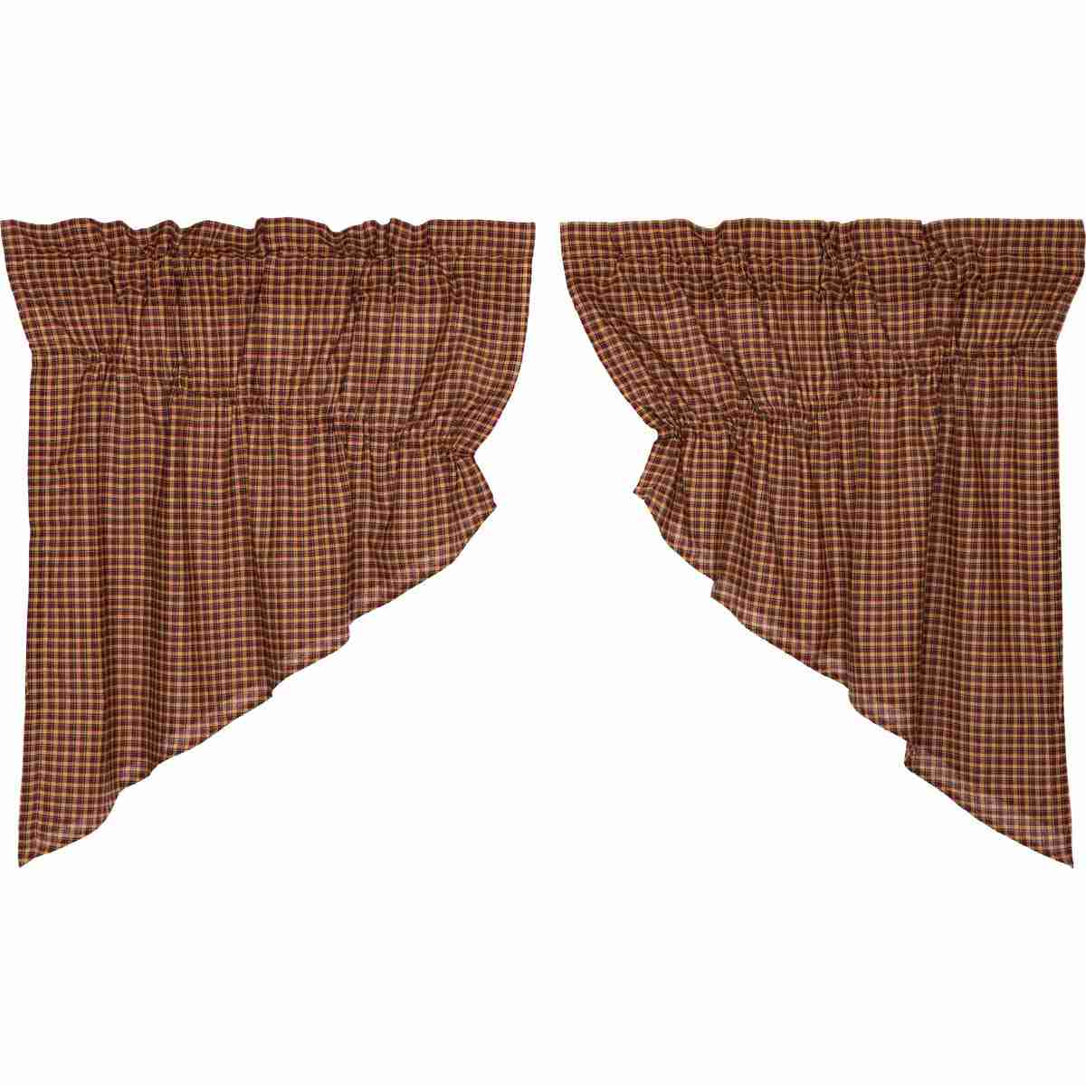 Patriotic Patch Prairie Swag Set, 36x36x18, Red Tan Window Curtains