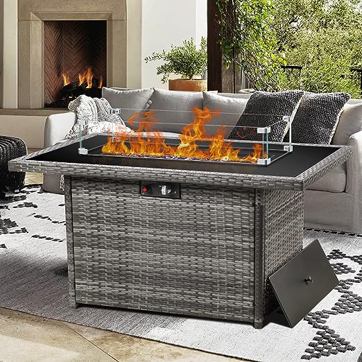 Rectangular Outdoor Propane Fire Pit Table with CSA Certification