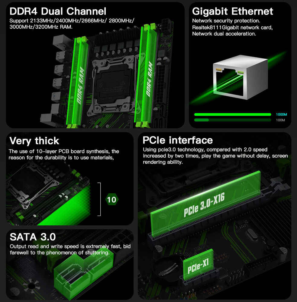 LGA 2011-v3 X99 PR9 Motherboard for Xeon E5 V3/V4