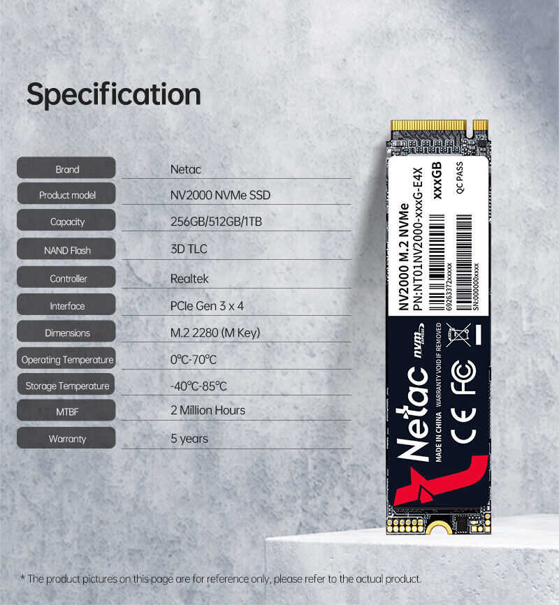 Netac 1TB M.2 2280 PCIe 3.0 x4 NVMe Internal SSD - High-Speed Storage