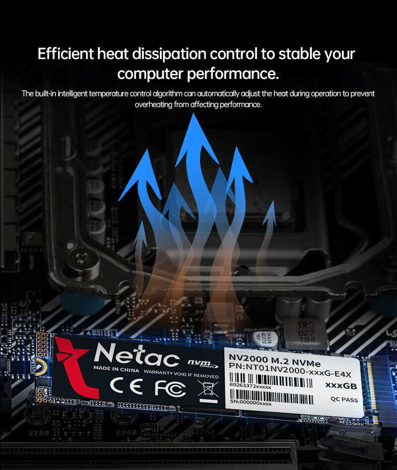 Netac 1TB M.2 2280 PCIe 3.0 x4 NVMe Internal SSD - High-Speed Storage