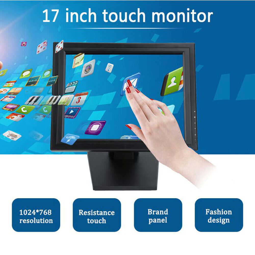 15/17 Inch Touch Screen Monitor with USB/VGA/HDMI for POS PC, Retail, and Hotel Use