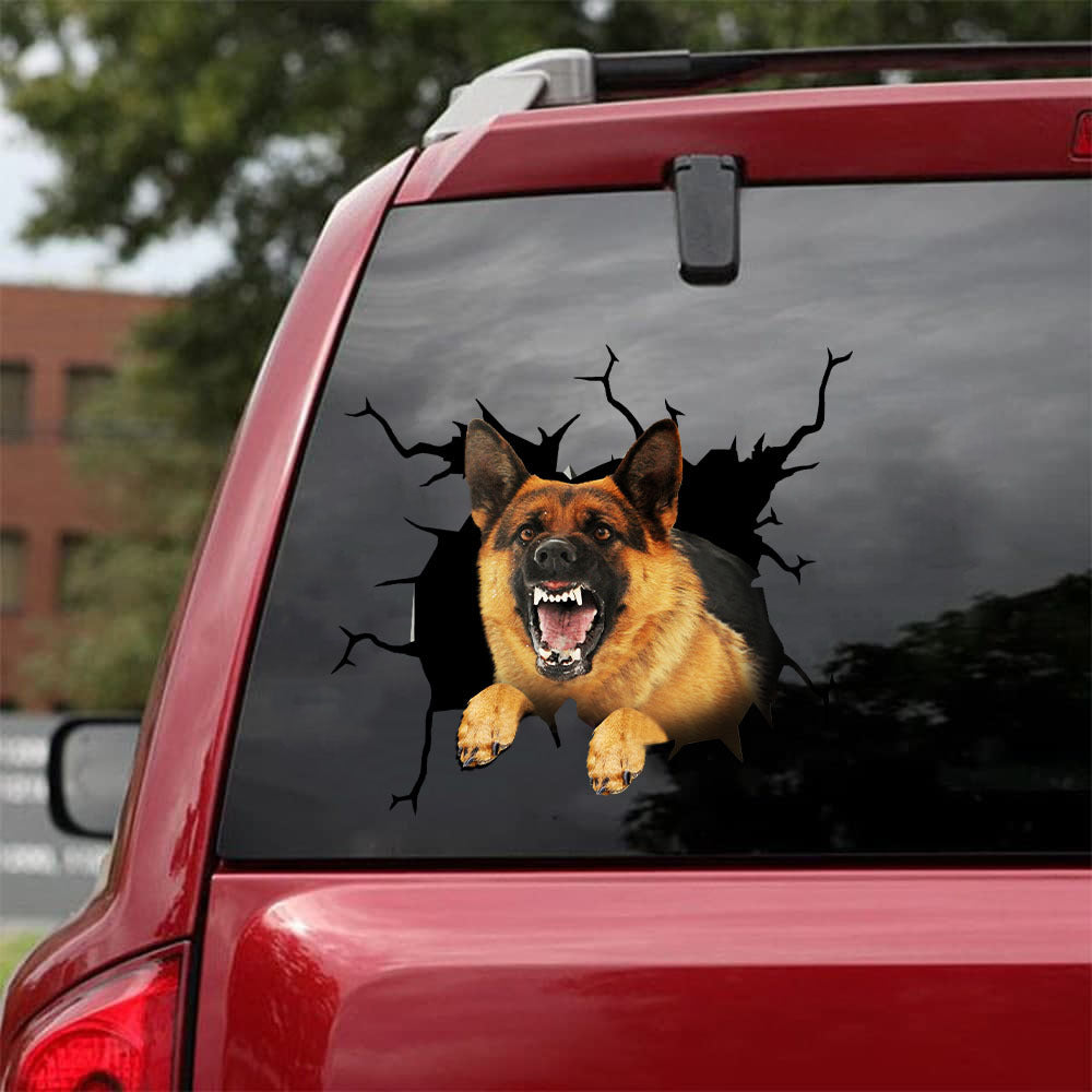 German Shepherd Crack Dad Decal - Likeable Avery Sticker Paper Gift for Boyfriend