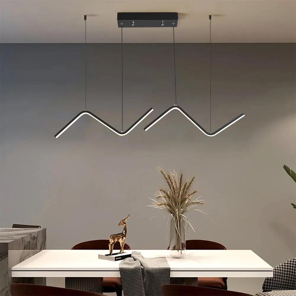Gold LED Island Light Fixture 2-Light Geometric Kitchen Pendant Light