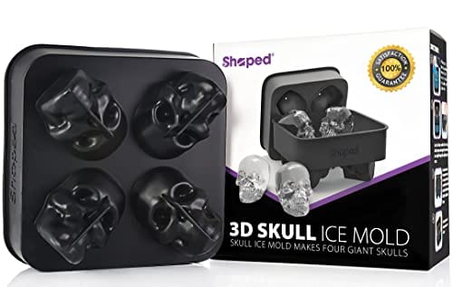 3D Large Skull Ice Cube Mold Tray - Stackable Silicone Ice Maker for Whiskey & Cocktails