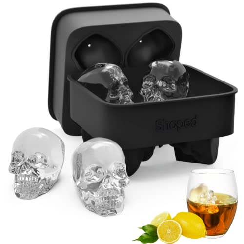 3D Large Skull Ice Cube Mold Tray - Stackable Silicone Ice Maker for Whiskey & Cocktails