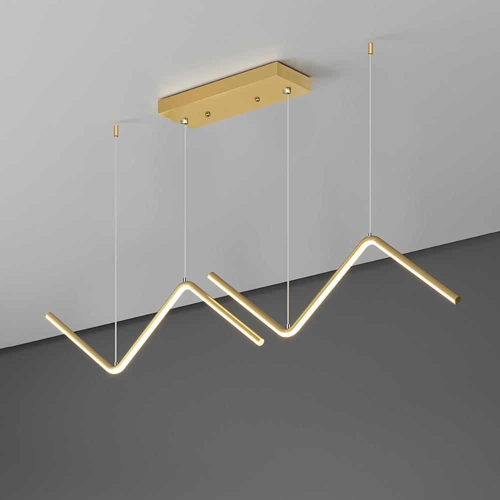 Gold LED Island Light Fixture 2-Light Geometric Kitchen Pendant Light