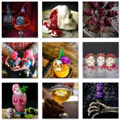 3D Large Skull Ice Cube Mold Tray - Stackable Silicone Ice Maker for Whiskey & Cocktails