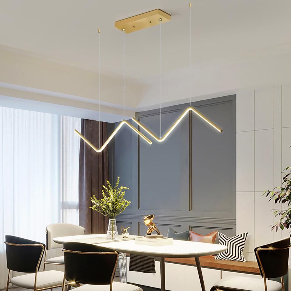 Gold LED Island Light Fixture 2-Light Geometric Kitchen Pendant Light
