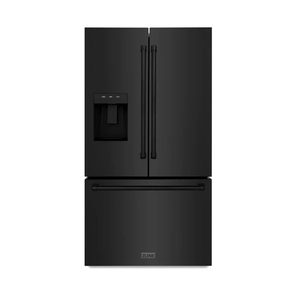 ZLINE 36 in. Black Stainless Steel French Door Refrigerator with Dual Ice Maker