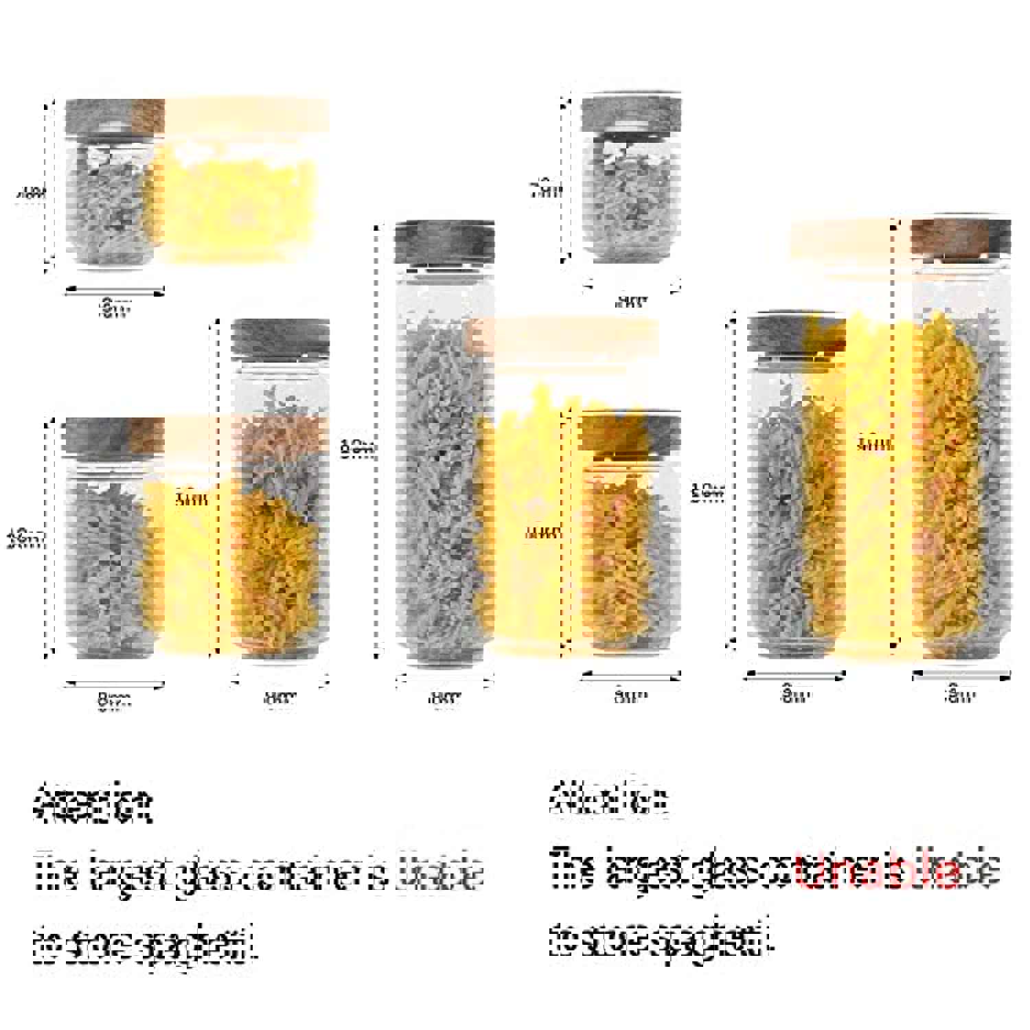 NUMYTON Food Storage Container Set of 4 with Wooden Lid - Borosilicate Glass for Pasta, Cereal, Flour & Nuts