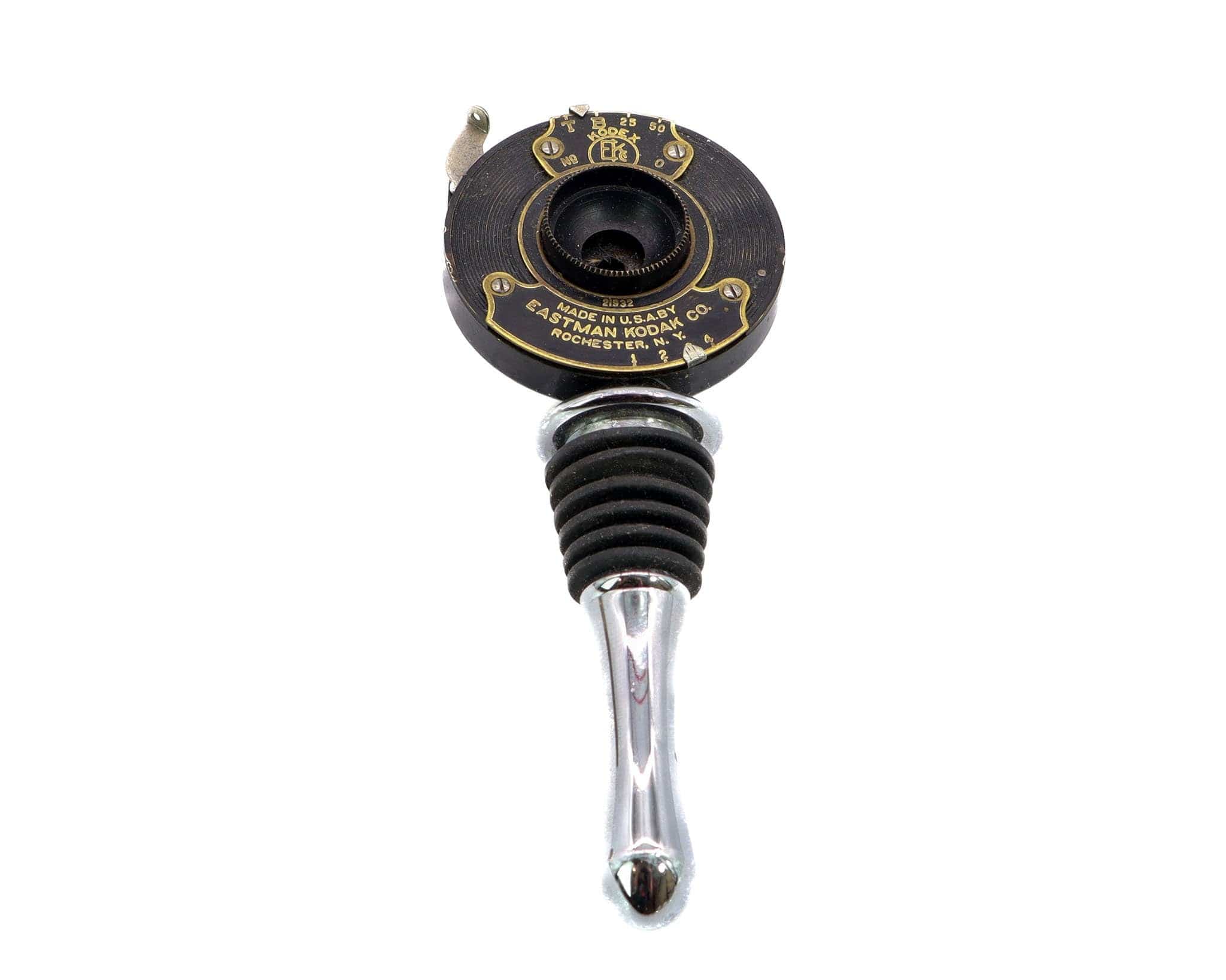 Steampunk Vintage Kodak Folding Camera Lens Wine Bottle Stopper with Stand