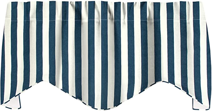 Decorative Blue and White Striped Valance Curtains for Kitchen or Living Room