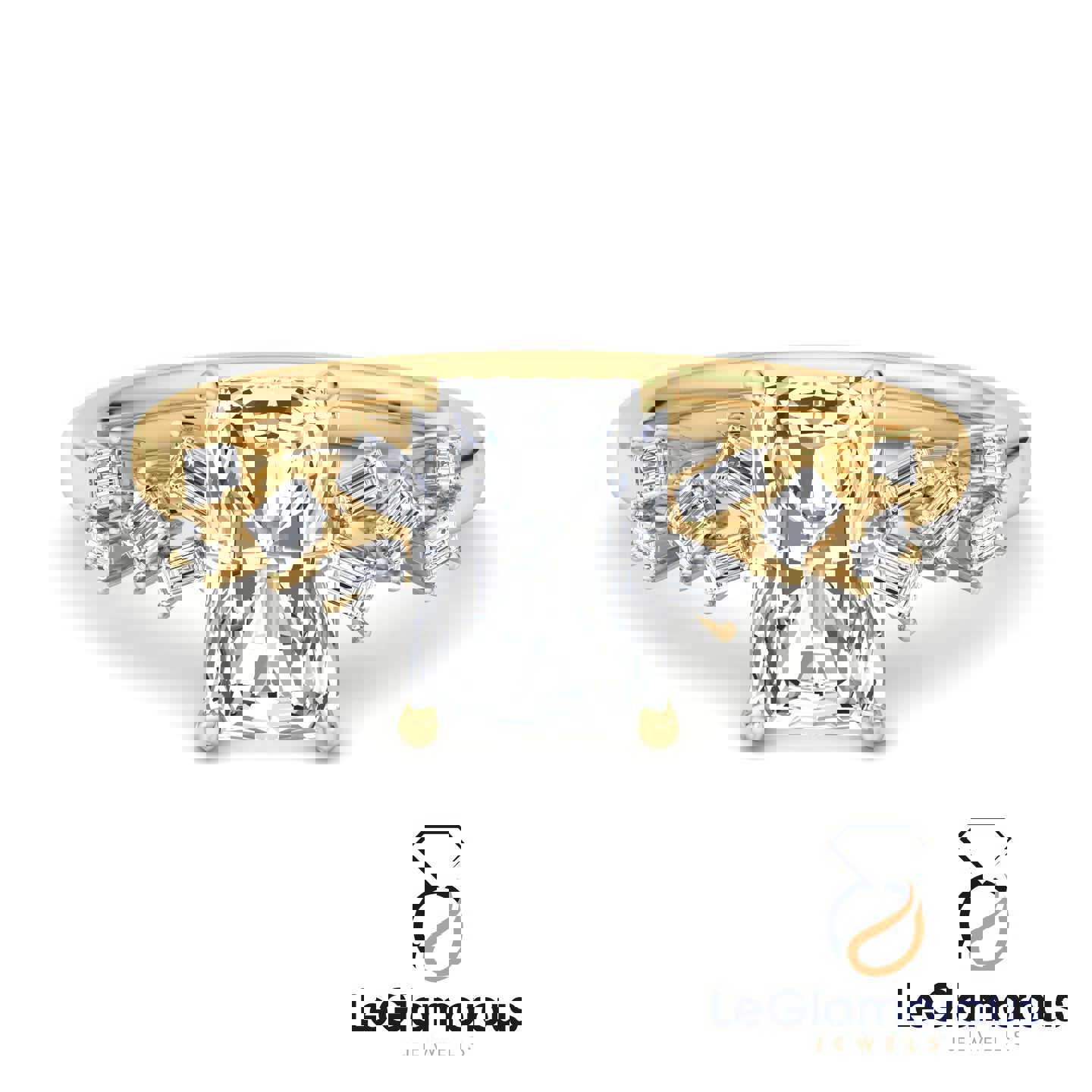 Radiant Cut Hidden Halo Pave Style Lab Grown Diamond Engagement Ring