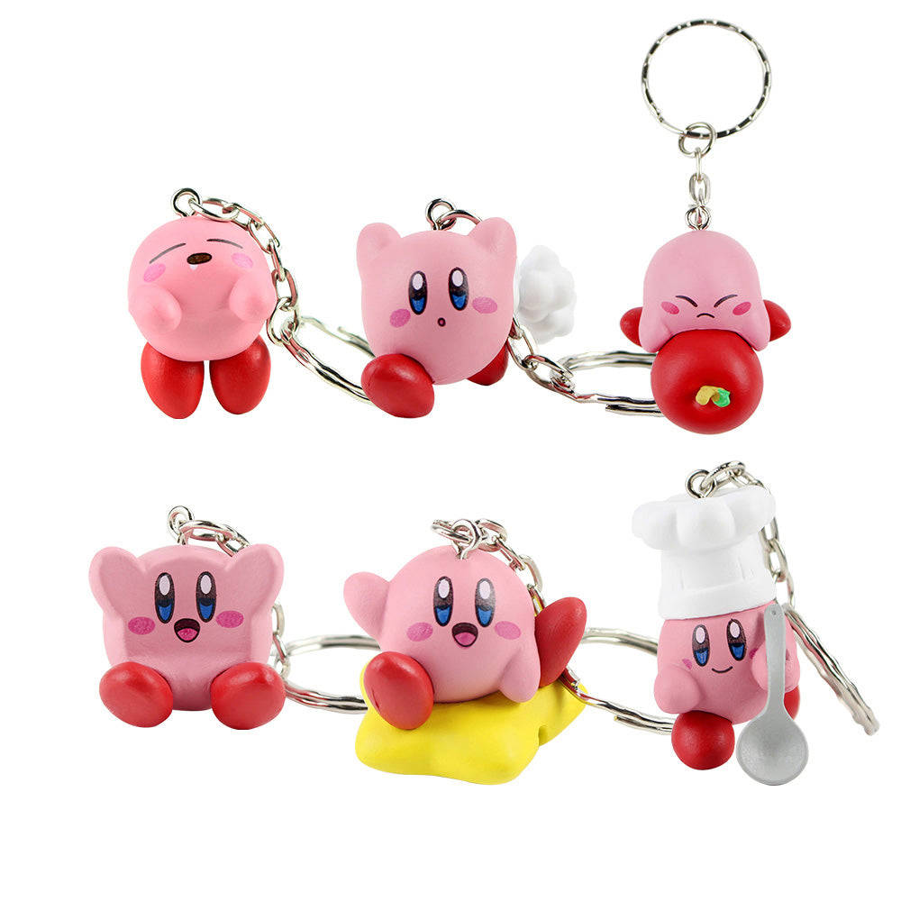6pcs/lot Japanese Game Kirby Figure Toys Keychain Decoration PVC Action Figures Collectible Mini Model Dolls Cute Gifts