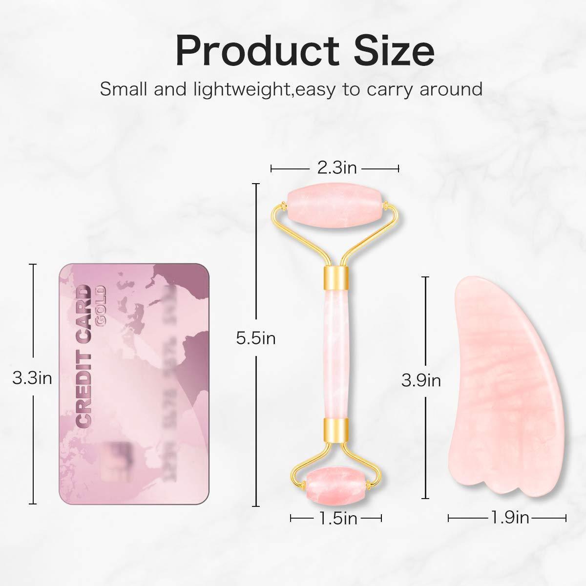 Rose Quartz Jade Roller & Gua Sha Set - Anti-Aging Facial Massage Tool for Slimming & Skin Care