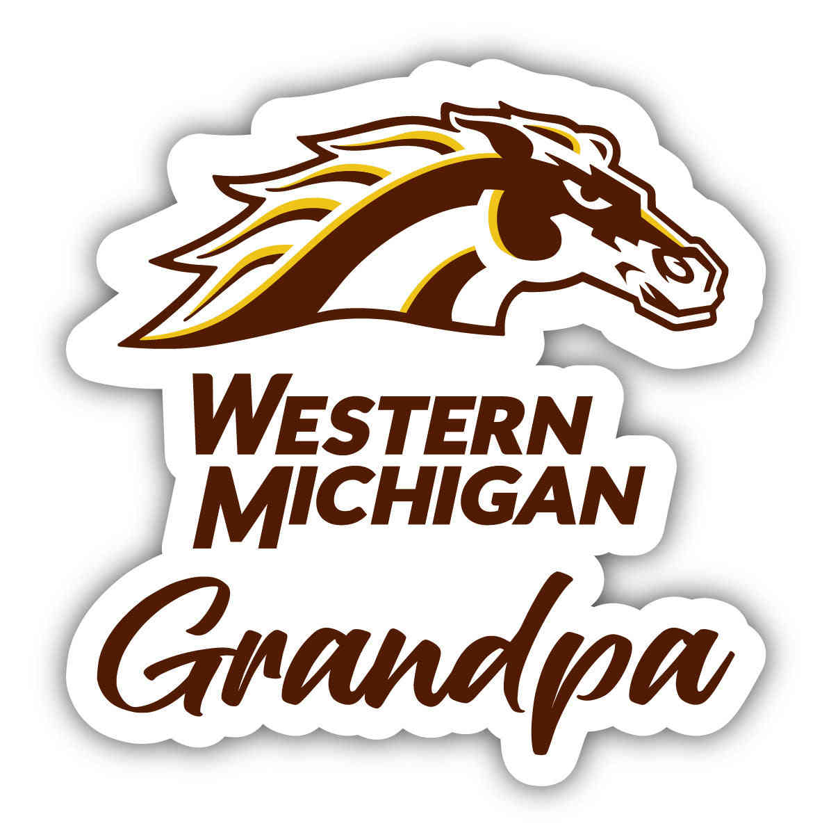 Western Michigan University 4-Inch Proud Grandpa NCAA Vinyl Decal - Durable School Spirit Sticker