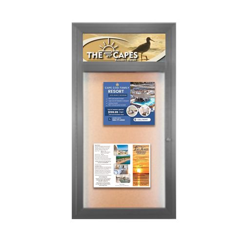 22 x 28 Outdoor Enclosed LED Lighted Poster Swing Case with Header | Single Locking Door
