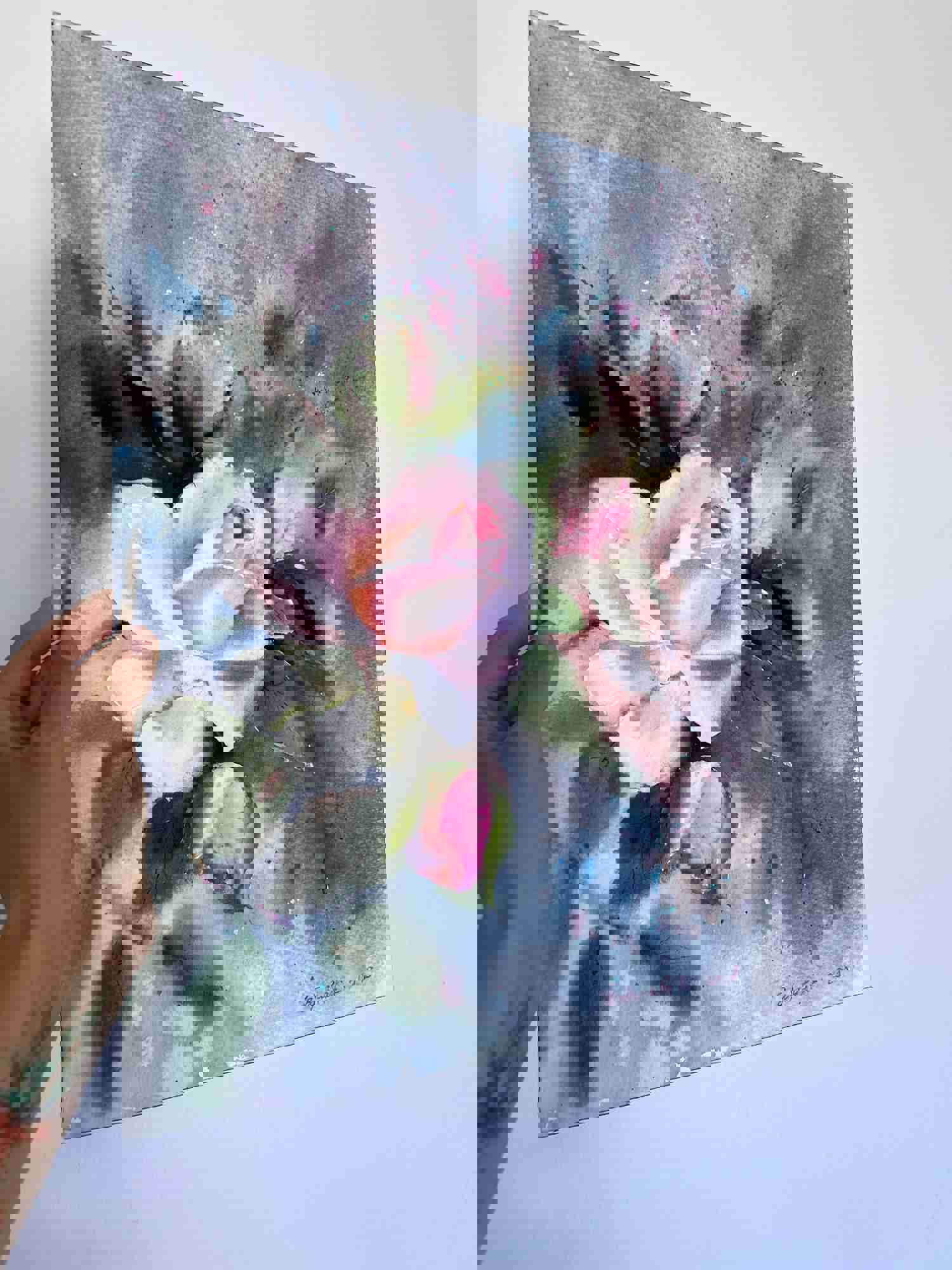 Pink Roses Painting - Original Watercolor Art, Botanical Wall Decor, Wedding Gift