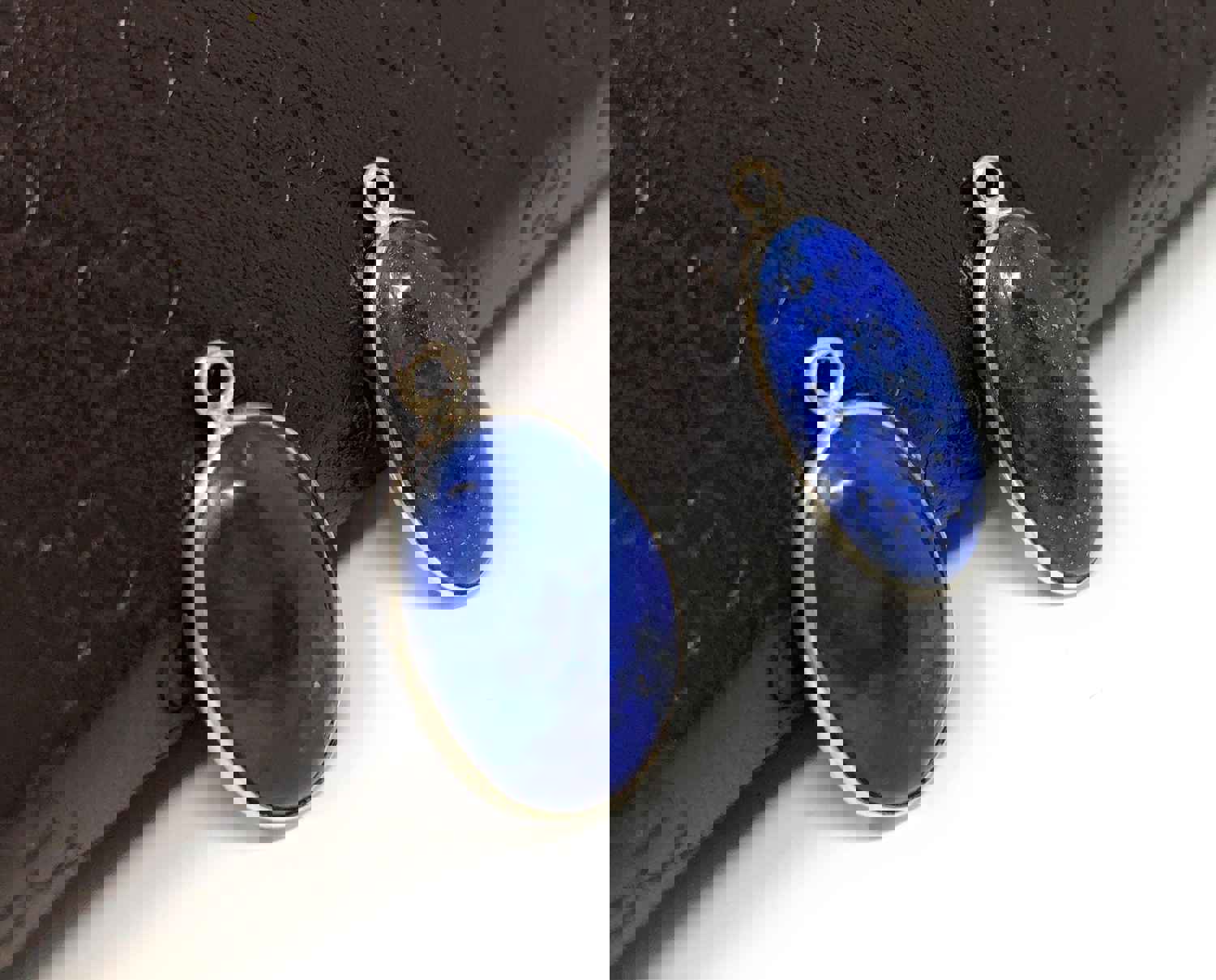 2 Pcs Lapis Lazuli Charms for Jewelry Making