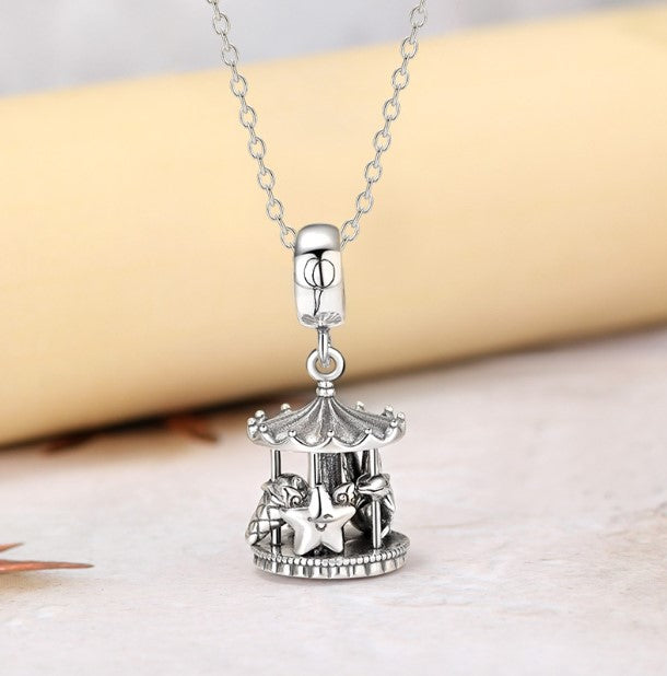 Sterling 925 Silver Carousel Bead Pendant for European Charm Bracelet