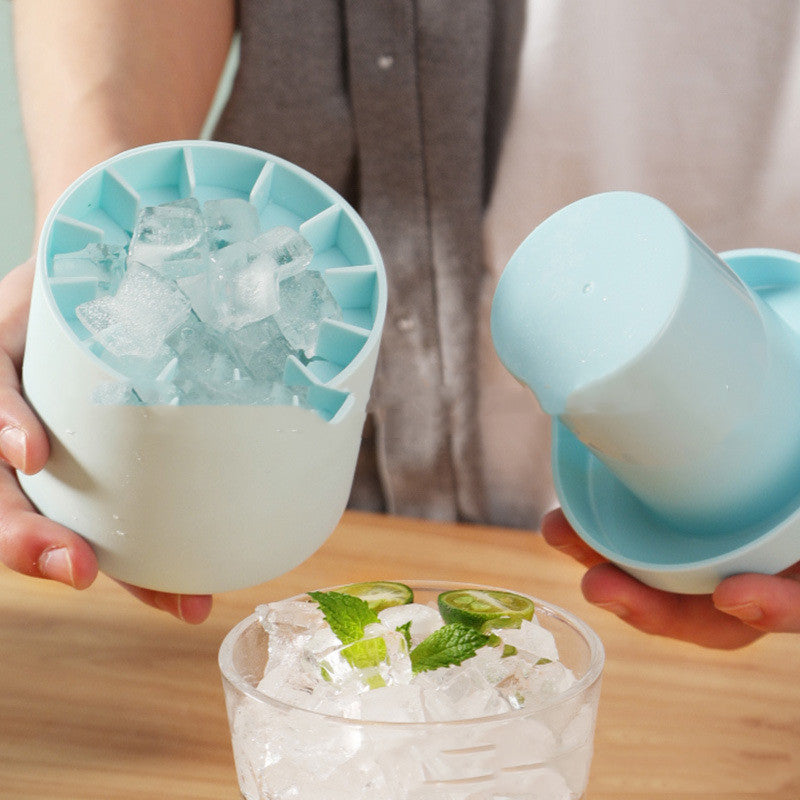 Portable 2 In 1 Ice Bucket Mold With Lid - Space Saving Cube Maker for Kitchen, Party & Barware