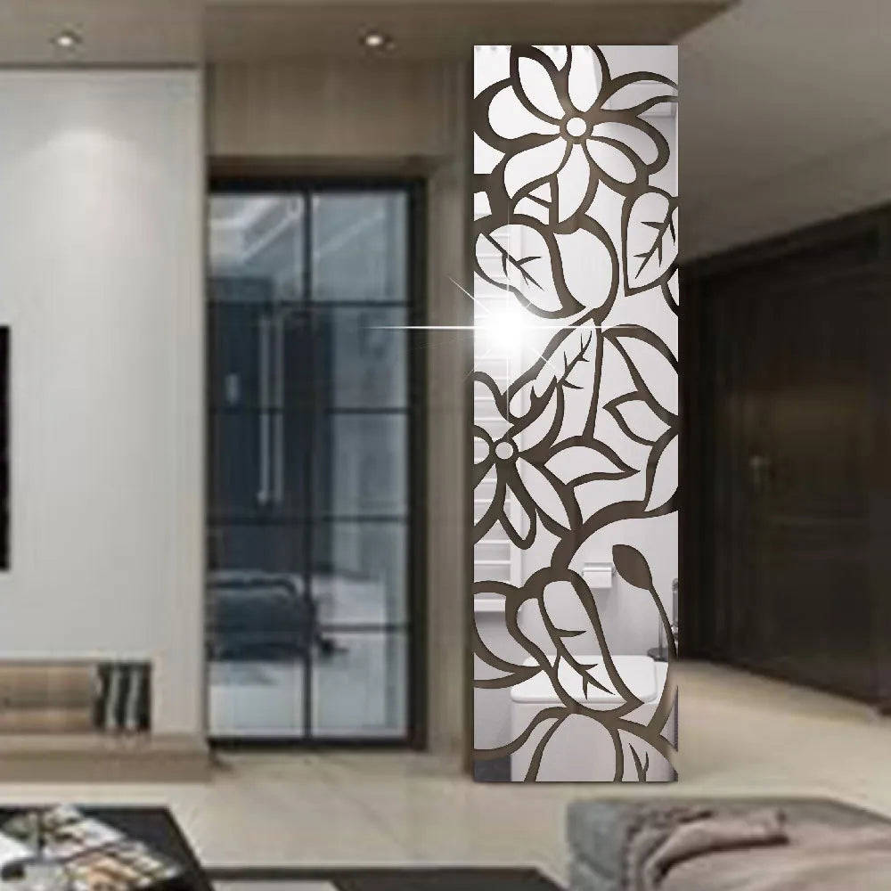 3D Large Shiny Mirror Wall Stickers Decals for Modern Home Decor