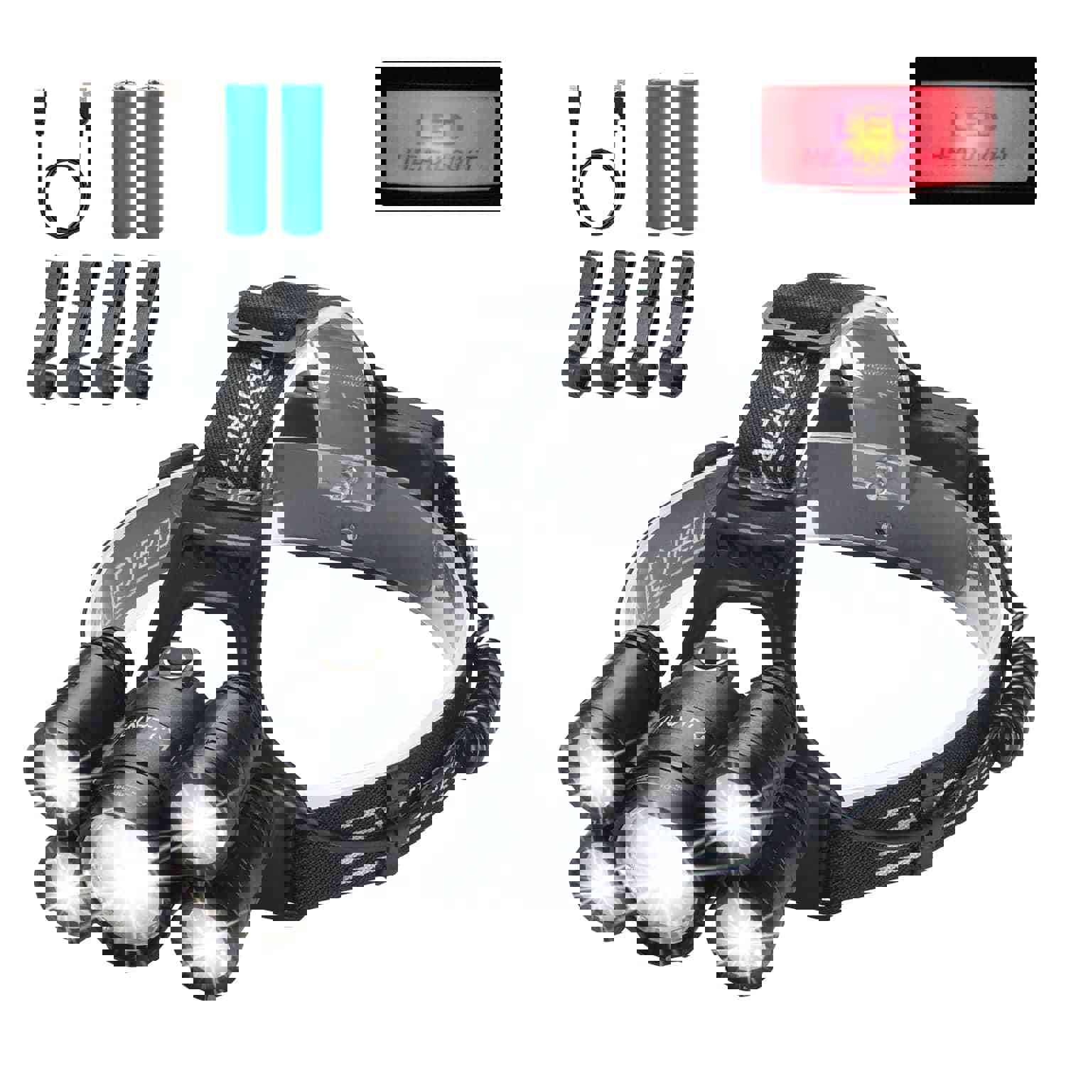 KJLAND 12000 Lumen USB Rechargeable Headlamp - Waterproof with Zoom, 4 Modes for Outdoor Activities