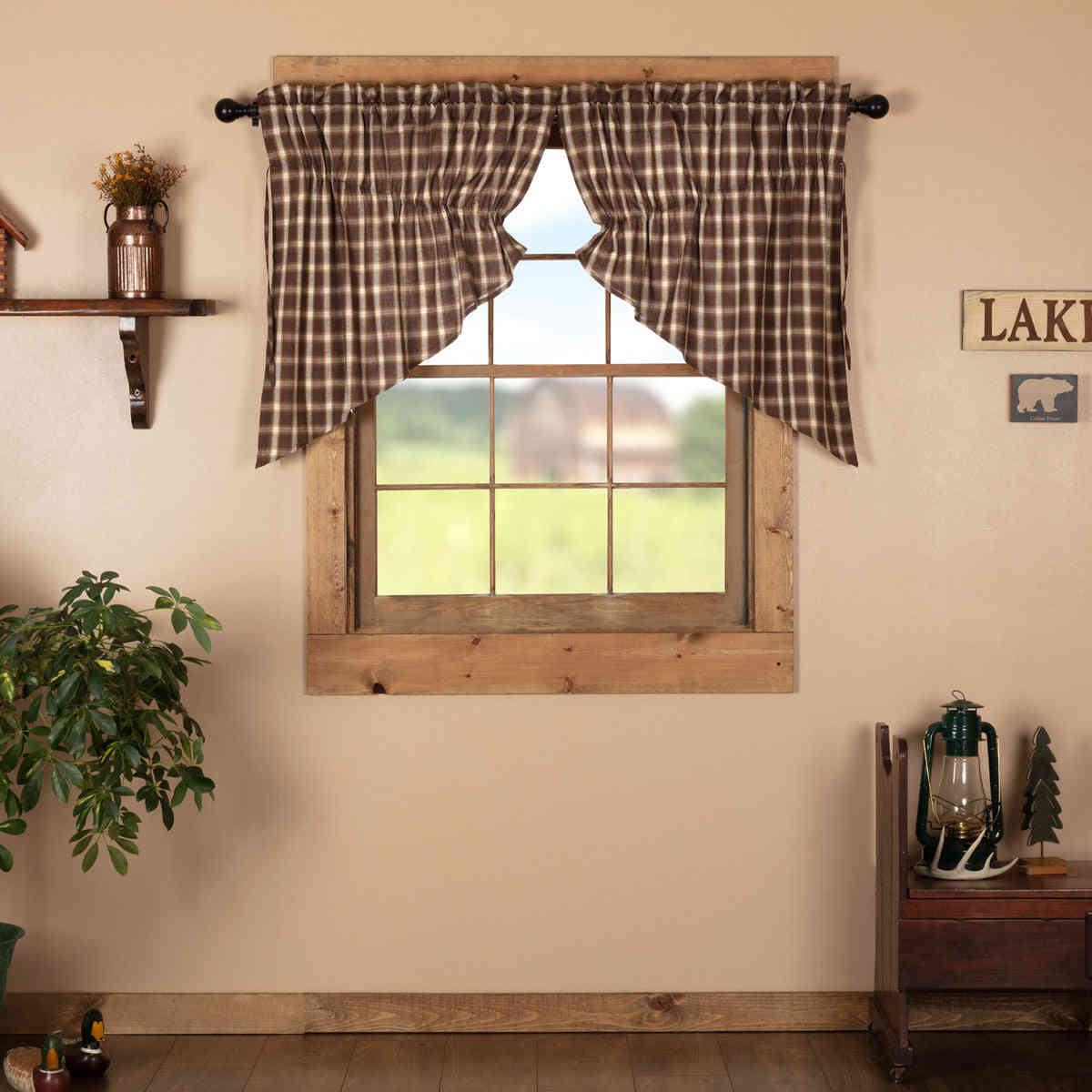 Rory Prairie Swag Set of 2 36x36x18 - Rustic Cotton Curtains for Cabin Decor