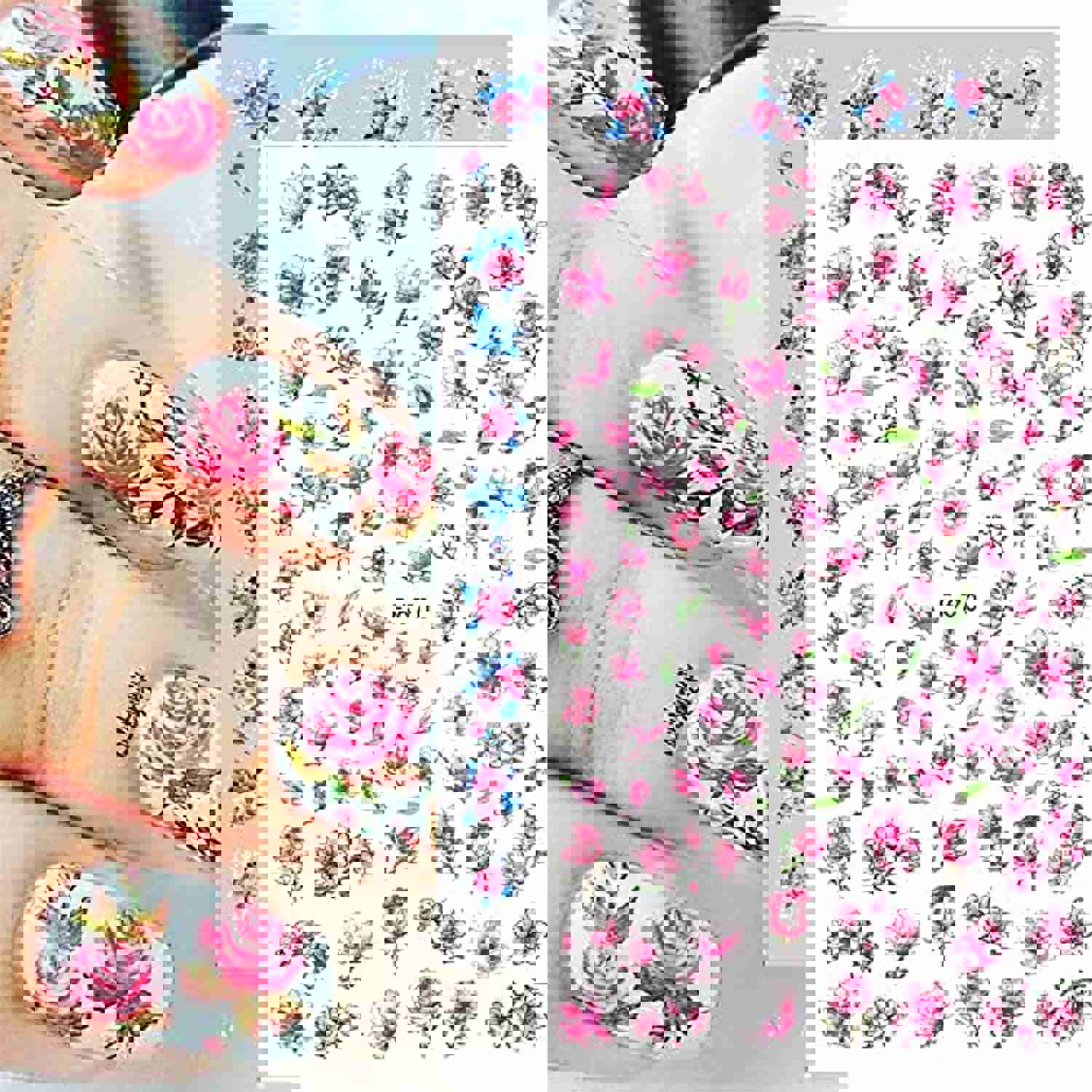 Dornail 8 Sheets Butterfly Floral Nail Stickers - Self-Adhesive Summer Nail Art Decals