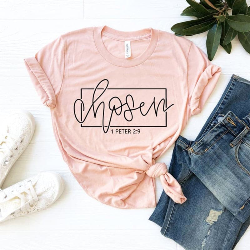 CHOSEN 1 Peter 2:9 Women's Fashion Premium Quality Christian Faith Based Burgundy Red T-Shirt