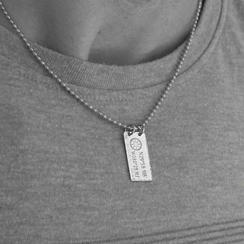 Personalized Sterling Silver Name Necklace for Men - Custom Engraved Gift