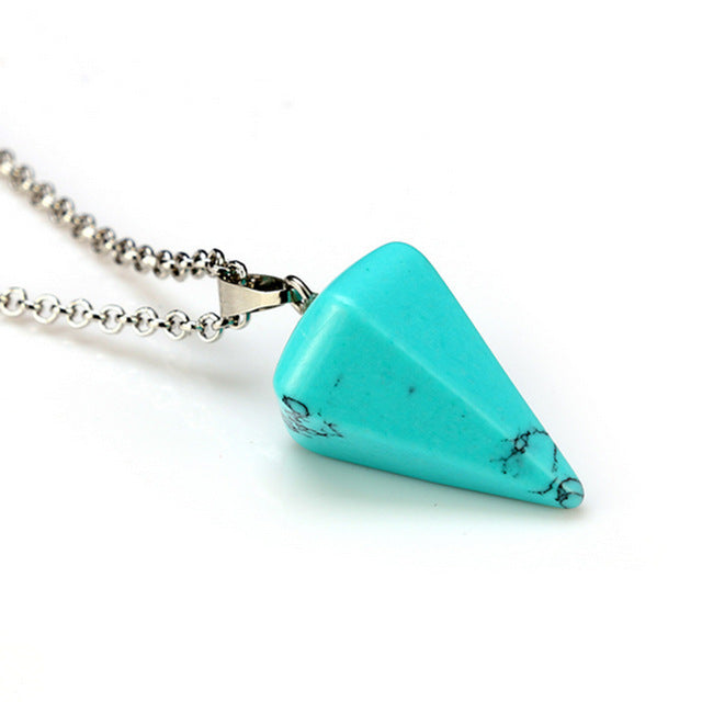 New Natural Stone Quartz Pendant Chain Necklace for Women - Vintage Fashion Jewelry