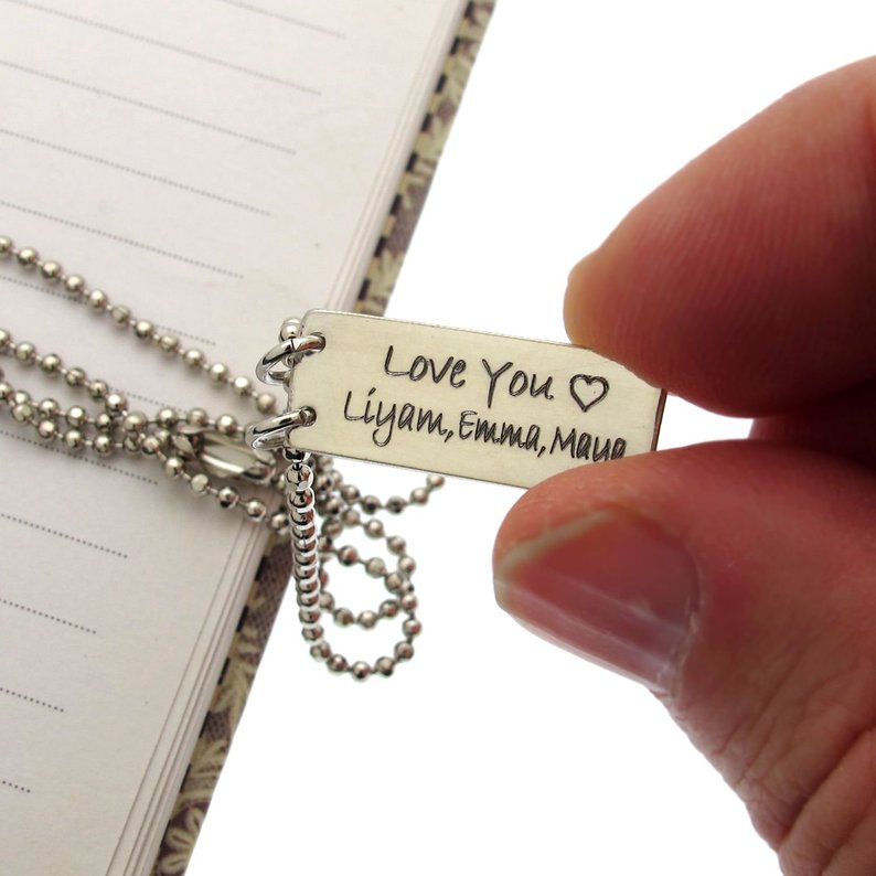 Personalized Sterling Silver Name Necklace for Men - Custom Engraved Gift