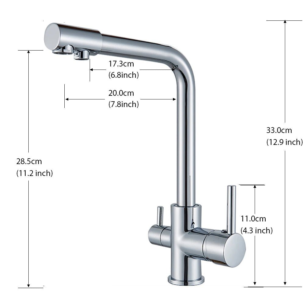 MIRODEMI® Golden Brass Purified Water Kitchen Faucet and Pure Water Filter Mixer Tap