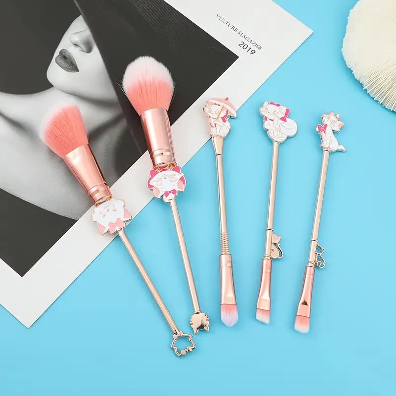 5pcs/set Cute Cat Makeup Brush Set for Eyeshadow and Loose Powder