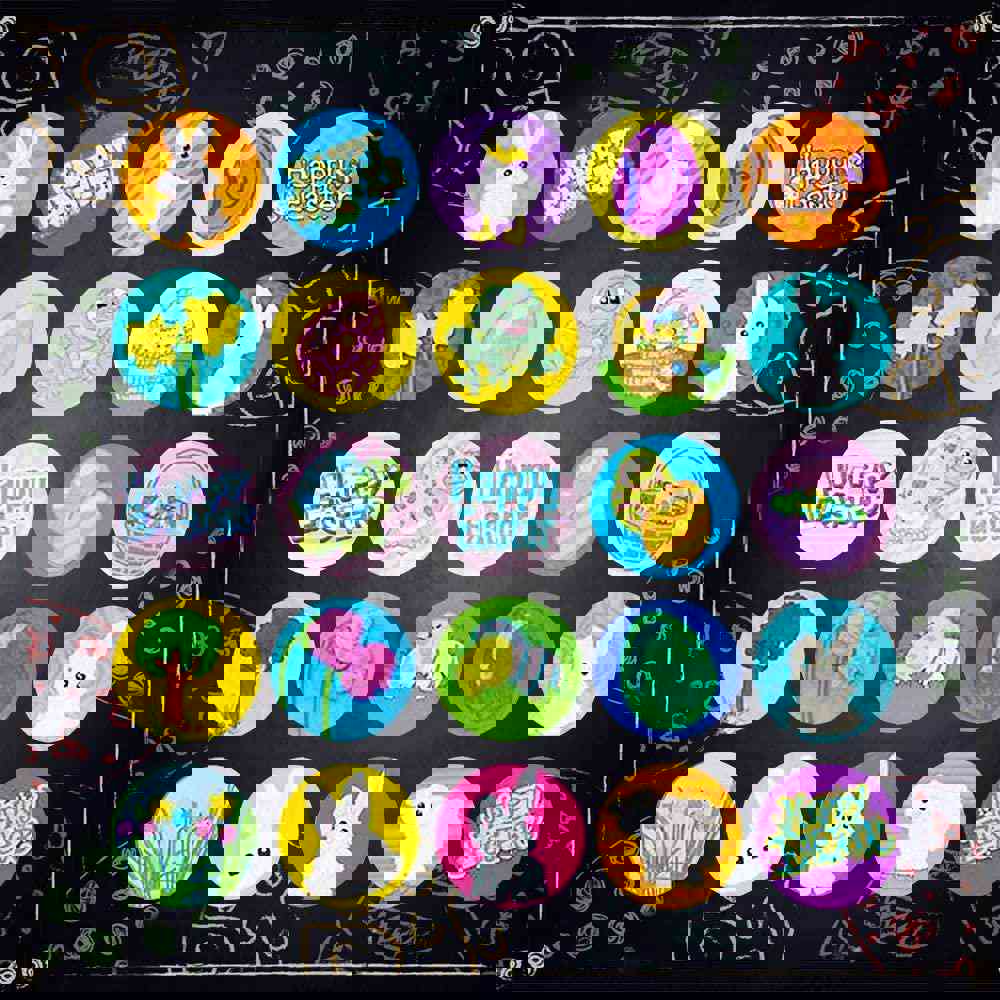 Easter Sticker Roll Assortment - 5 Rolls with 500 Stickers - Vibrant Holiday Decorations