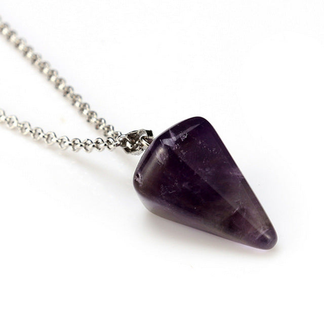 New Natural Stone Quartz Pendant Chain Necklace for Women - Vintage Fashion Jewelry