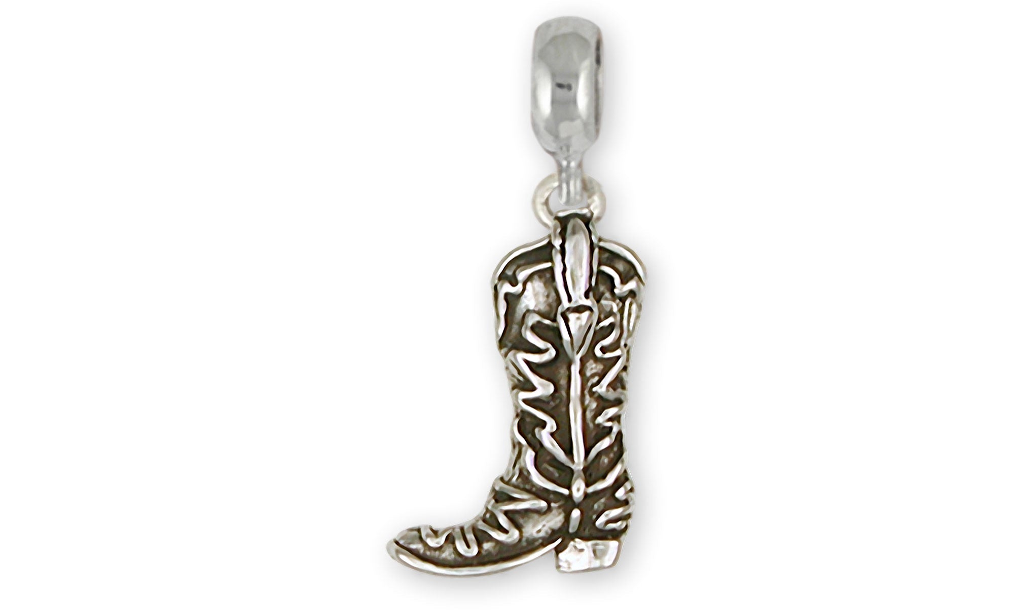 Handmade Sterling Silver Western Boot Charm Slide for Pandora® Bracelet
